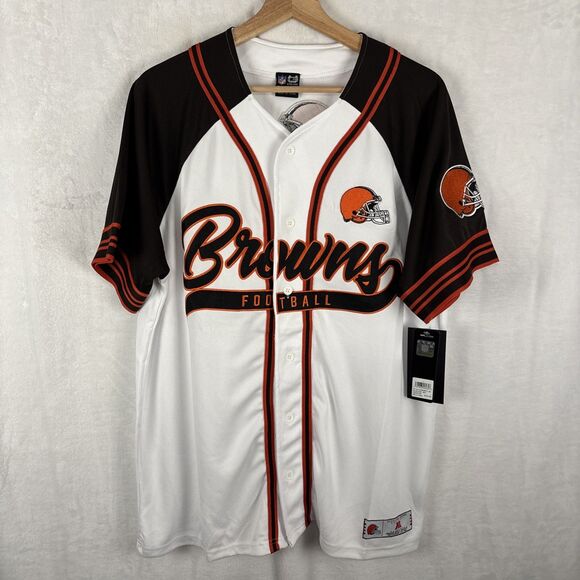 Cleveland Browns Embroidered Baseball Jersey NFL Ultra Game Size Large NWT - Picture 1 of 8